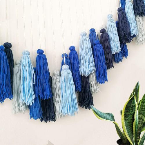 LVOPO Large Macrame Wall Hanging, Boho Wall Decor with Wood Beads, Bohemian Woven Wall Tapestry, Room Colorful Tassels Wall Art - Blue - 48 W x 36 H