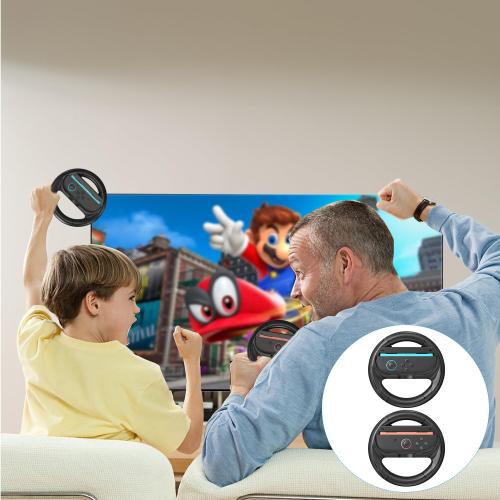 innoAura Steering Wheels for Switch 2（2025）, Ergonomic Design-Racing Wheels Family Use Switch 2 Accessories for NS2 Mario Kart World/ Mario Kart 8 (2x Black)