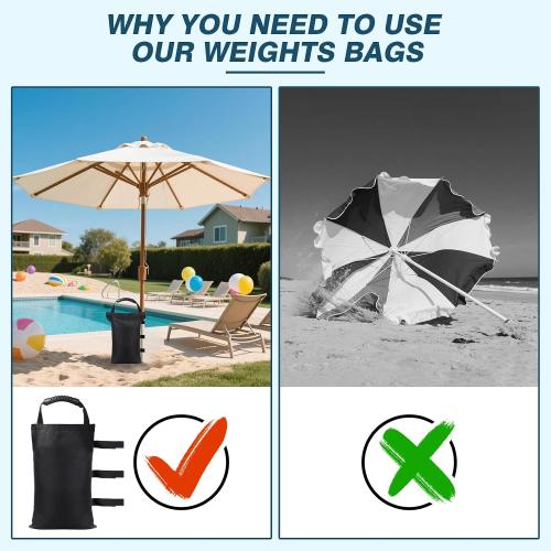 Heavy Duty Canopy Weights Set of 4, Waterproof Sand Bags for Canopy Legs, Pop up Tent Weights with Handle Ideal for Outdoor Canopies, Gazebos and Umbrellas (Sand Not Included)