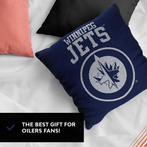 NORTHWEST NHL Decorative Pillows- Enhance Your Space with Woven Throw Pillows - 14 x 14 - Playing Field at Your Home (Winnipeg Jets - Navy)