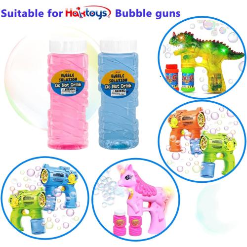 Bubble Gun Refill Solution Bottles (12 Pack of 2oz Bottles) Compatible with Most Bubble Shooter Guns Safe and Non-Toxic, Wand Not Included, Colors May Vary