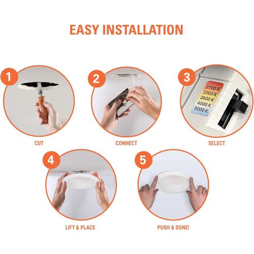 HALO LT 6 in Canless LED Recessed Indoor/Outdoor Dimmable Ceiling Downlight, Wet Location Rated, Selectable Color Temperature, 2700K-5000K, 750 Lumens, Wet Location - LTC608FS5B