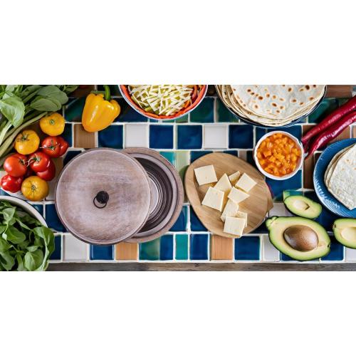 Handcrafted Wooden Mexican Tortilla Warmer Basket Indian Chapati Roti Bread Holder Box Pancake Keeper Serveware Hot Pot Casserole Dish With Lid Home Kitchen Dining Decor, Natural Brown, 9 x 3.5 Inches