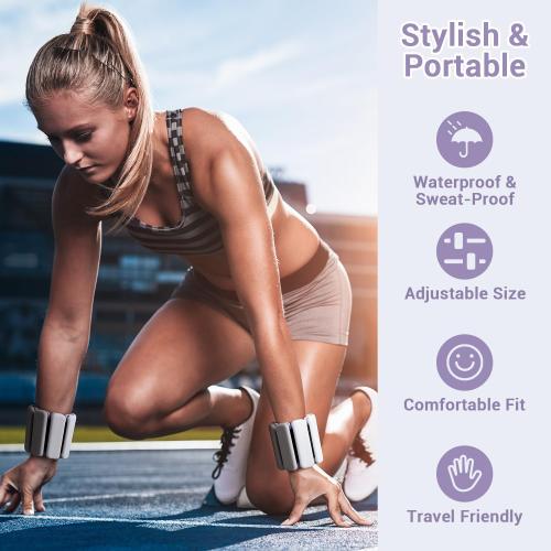 Sportneer Wrist & Ankle Weights for Women Men - 1 Pair (1 lb/2 lb Each) | Adjustable Weighted Bracelet Silicone Bangles for Yoga, Dance, Pilates, Cardio, Aerobics, Gym, Pool Exercises and Jogging