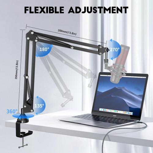Microphone Arm,Aokeo AK-35 Microphone Desk Stand-Microphone Suspension Boom Scissor Arm Stand For Blue Yeti,Blue Snowball iCE,QuadCast,Elgato