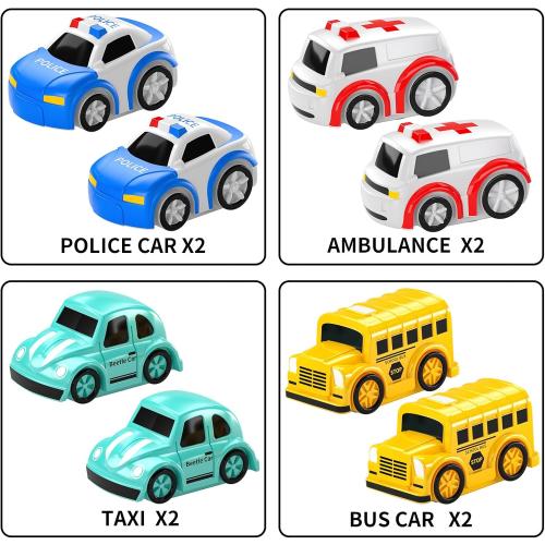 TEMI Kids Airplane Boy Toys for 3 4 5 Year Old Boys - Car Race Tracks for Kids Ages 3-5 with 8 Small Car Toys, Toddlers Educational Toy, Birthday Gifts for Boys Girls 3-5