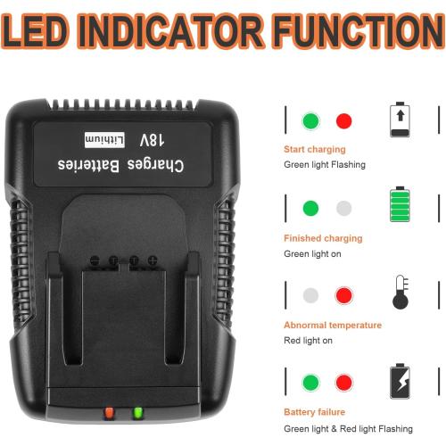 Black 18V R86092 Fast Charger Lithium Battery Charger for RIDGID Tools 18V Battery R840083, R840085, R840086, R840087, AC840085, AC840086, AC840087P AC840089 etc.