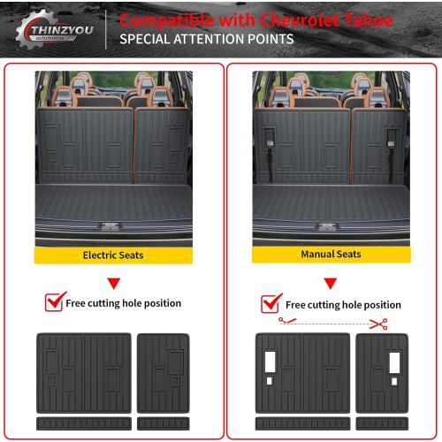 Cargo Mat Compatible with 2022-2025 2026 Chevrolet Tahoe GMC Yukon Trunk Mat Cargo Liner TPE All Weather Back Seat Cover Protector 2024 Chevy Tahoe Accessories (Trunk Mat Backrest Mats)