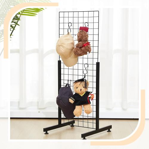 Yaocom Set of 2 Pairs Slide-on Grid Legs T Base Rectangular Tube T-Shape Grid Wall Panel Legs, No Hardware Needed(Black,17.7 x 24 Inch)