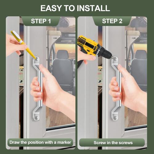 ESUDNT RV Grab Door Handle, Heavy Duty 304 Stainless Steel Metal for Camper, Trailer, Cargo Trailer, Motor Home, Boat, Automotive, Cart (4 Pack, Come with Screws)