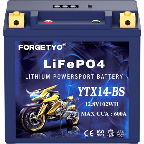 UL Certified YTX14-BS Lithium Motorcycle Battery, ATV Battery 12V 8AH 600CCA Compatible with Yamaha Scooter Snowmobile Jet Ski, Scooter, PWC & More