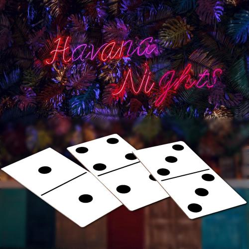 Spiareal 3 Pcs Large Domino Paper Board Puerto Rico Domino Party Decoration 8' x 15' Havana Nights Casino Party Theme Game Prom Night Birthday Wedding(Classic White,Low Dominoes)