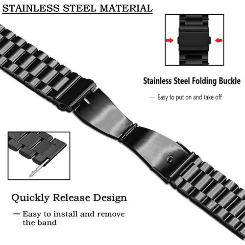 Moran Stainless Steel Watch Band Quick Release Replacement Metal Strap 20mm 22mm for Men Women