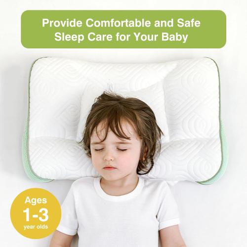 Toddler Pillow 2-6 Year Old,PP Cotton Kids Pillow for Sleeping,Partially Filled PE Hose,Supports Cervical Vertebrae,Kids Pillow for Side Sleeper, Sleeping on The Back, Traveling (Green)