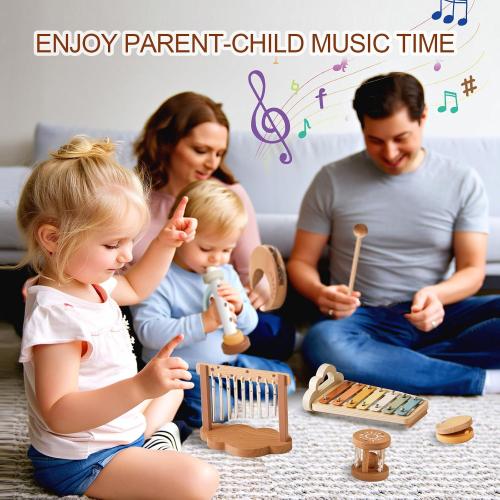 Baby Montessori Musical Instruments,Wooden Percussion Xylophone Musical Toys for Toddlers,Sensory Toys for 18  Month Old,Kids Preschool Educational,Birthday Gift for Ages 2 3