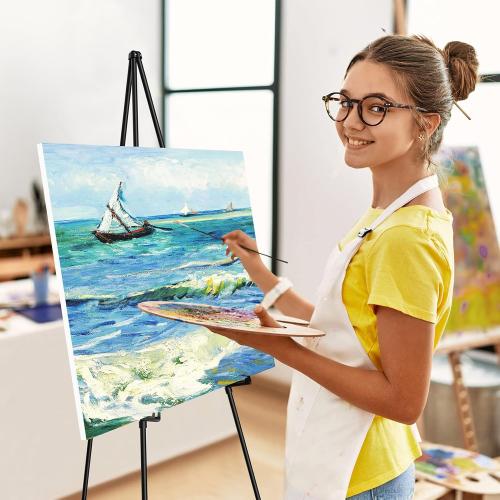 Display Black Easel Stand for Wedding Sign, Artist Instant Tripod Collapsible Portable Floor Easel for Posters, 63 Adjustable Easy Folding Metal Stand for Display Show, Arts, Painting