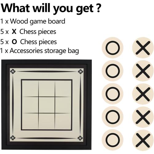 Wall Mounted Games - 16 inch Wall Art Tic Tac Toe Game for Game Rooms/Home Decor，Including 2×5 Pieces and Piece Storage Bag - Ideal as Housewarming&Holiday Gift