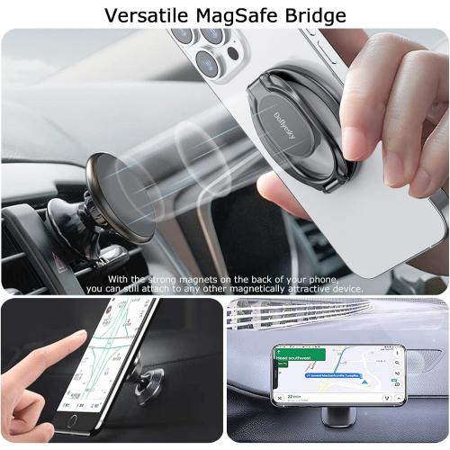 Doflyesky Magnetic Phone Ring Holder for iPhone, Double Adjustable Gym Phone Grip Holder and Stand Removable for Magsafe Case, iPhone 17/16/15/Pro Max Plus SE
