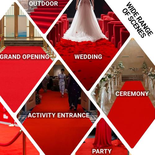 Extra Thick Red Carpet Runner for Party Felt Non-Slip Rubber Backed Aisle Runway Rug for Step, Proposal & Wedding Decorations, Hollywood Oscars Runway，Reusable (Red, 3 X 30 FT)