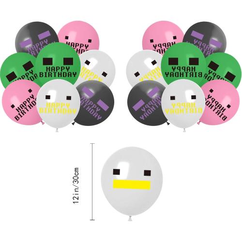 Pixel Themed Birthday Party Decorations, Party Supplies Include Happy Birthday Banner, Balloons, Cake Toppers, Cupcake Toppers