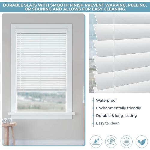 LEVOLOR Basics Cordless Light Filtering Faux Wood Blinds, Easy to Install 2” Blinds for Windows, Timeless Look, Fits up to 30” Width and 64” Length, Home Solution for Any Space or Room