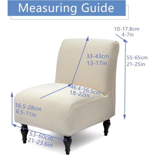 Armless Accent Slipper Chair Cover Slipcover,Stretch Spandex Removable Jacquard Non-Slip Silp Cover for Accent Chair Without arms Furniture Protector for Living Dining Room