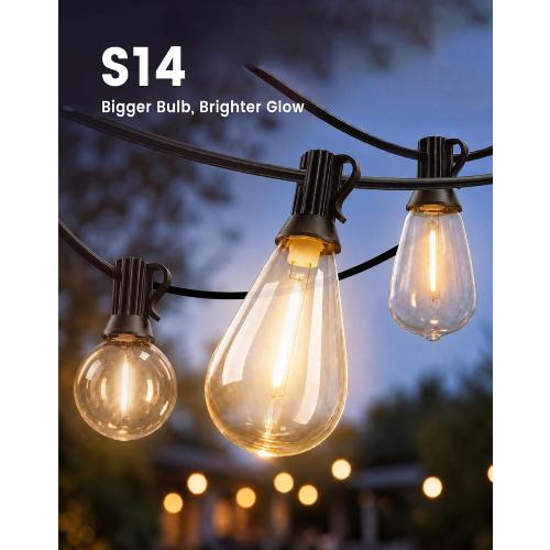 110FT(100 10) Outdoor LED String Lights with 2FT Bulb Spacing, Waterproof, Shatterproof, Dimmable, Warm White, 3 Lighting Modes, Timer, Plug in Hanging Backyard Lights for Outside, Patio