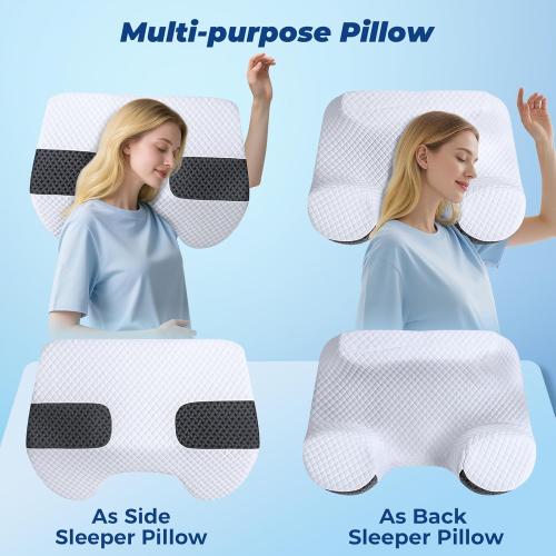 Side Sleeper Pillow with Arm Holes, 2 in 1 Shoulder Relief System for Rotator Cuff Pain, Memory Foam Pillow for Adults with 3 Arm Place Hole - for Side, Back and Stomach, Black