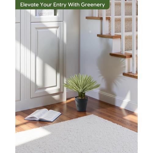 Velener Artificial Agave Plant in Black Pot with Real Stone Pebbles, Large Fake Plants with Fake Green Moss, Faux Yucca with Long Sword-Shaped Leaves for Indoor/Outdoor-15 Inches, 180 Leaves