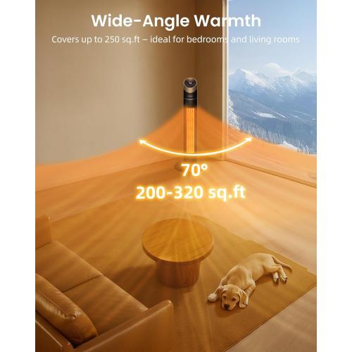 Space Heater for Indoor Use, 34 Space Heater for Large Room, 1500W Tower Heater with Remote, Adjustable Thermostat, 12H Timer, 70° Oscillation, Overheat & Tip-Over Protection, Black