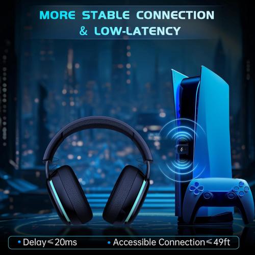 Gtheos 2.4GHz Wireless Gaming Headset for PC, PS4, PS5, Mac, Nintendo Switch, Bluetooth 5.2 Gaming Headphones with Noise Canceling Microphone, Stereo Sound, ONLY 3.5mm Wired Mode for Xbox Series-Black