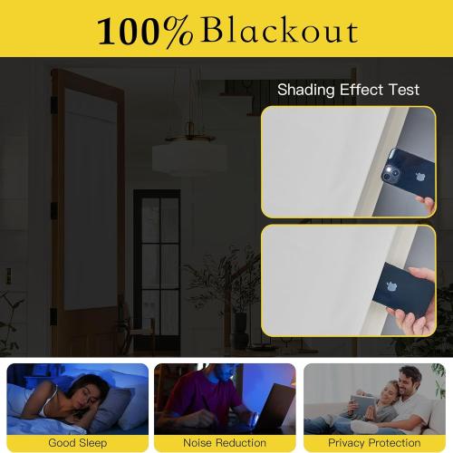 NICETOWN French Door Curtain - Privacy Thermal Insulated 100% Blackout Door Window Curtain for Patio Front Tricia Sidelight Panel, W26 x L72 inch Long, 1 Panel, Greyish White