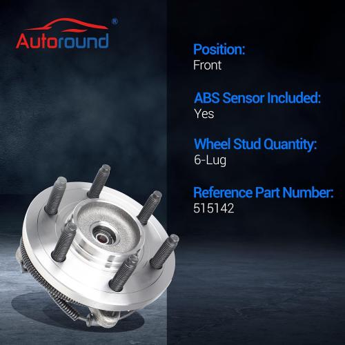 Autoround 515142 [2-Pack] 4WD Front Wheel Bearing and Hub Assembly Compatible with 2011-2014 Ford F-150 Expedition, Lincoln Navigator, 6 Lug W/ABS (Exc. Heavy Duty)