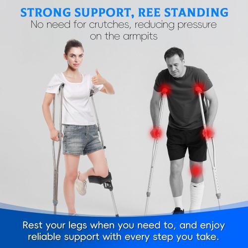 Crutch with Knee Rest Pads | Adjustable Pain Free Knee Crutch with Ergonomic Support Platform | Knee-Rest Pads for Single Leg Injuries | Crutch not Included