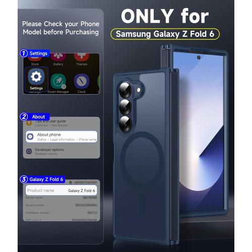 LeYi for Z-Fold-6 Case: Samsung Z Fold 6 Case [Compatible with MagSafe] with 2Pcs Screen Protector, Magnetic Integrated Structure Shockproof Protective for Galaxy Fold 6 Case, Royal Blue