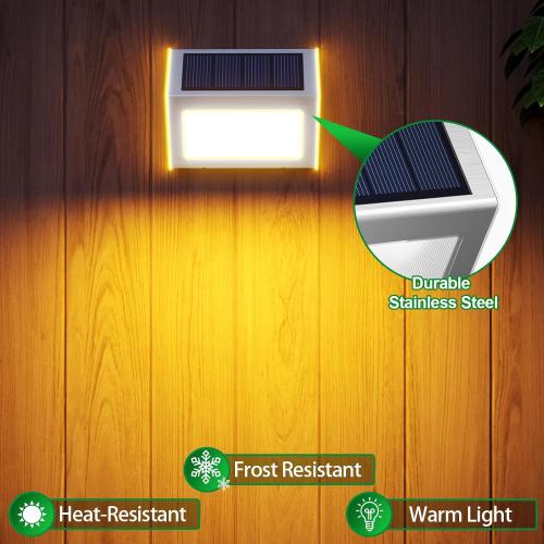 12 PCS JSOT Solar Fence Lights - Solar Lights Outdoor Waterproof, Outdoor Light Deck Light for Outside Garden Backyard Patio Yard Wall Stair Step Post 3LED Lighting, Warm Light