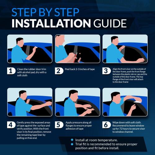 TuningPros in-Channel Window Vent Visors Rain Guards Compatible with Dodge Ram 3500 1994-2001 | Side Window Wind Deflectors Rain Shields | Smoke Tinted, 2 Pcs Set, DGWV-126i-3