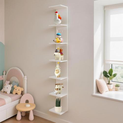 FURAOMEILI 7 Tier Wall Shelf Unit,Vertical Column Floating Storage Home Decor Organizer,White Lack Wall Shelf for Bedroom,Living Room,Office Decor(1 Pack)