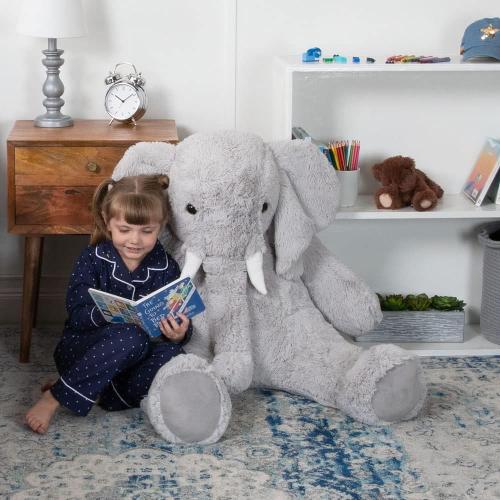 Vermont Teddy Bear Giant Elephant Stuffed Animal – 4 Foot Big Stuffed Elephant Plush from Giant Cuddle Collection Collectible Plushie for All Ages – Finished in The USA