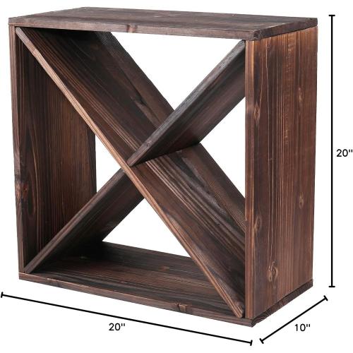 Wine Racks countertop Solid Wood Stackable Storage Rustic Retro Cube 48-Bottle Wooden Wine Rack Wine Cabinet(48BottleBlack)