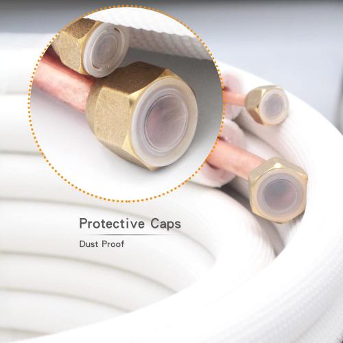 50ft Length Mini Split Line Set 1/4 3/8 OD Copper Pipes Tubing and 3/8 White PE Thickened Insulated with Flared Nuts for Mini Split Air Conditioner HVAC or Heat Pump for 9000BTU (1/4 3/8 with wires)