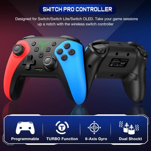 Wireless Switch Controller for Nintendo Switch/Switch 2/Lite/OLED Controller, Switch Controller with a Mouse Touch Feeling on Back Buttons, Extra Switch Pro Controller with Wake-up,Programmable, Turbo Function