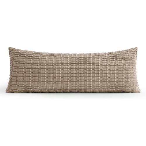 MIULEE Pack of 1 Light Brown Long Body Lumbar Decorative Throw Pillow Cover 14x36 Inch for Bed Couch Sofa Living Room Soft Boho Pillow Cover Modern Farmhouse Home Decor