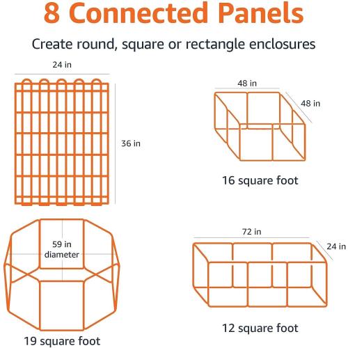 Size 24x36 Color Black Amazon Basics Foldable Octagonal Metal Exercise Dog Playpen - Indoor/Outdoor, Single Door, Medium (8 Panels, 24 x 36), Easy to assemble and store, 36 - Medium, Black