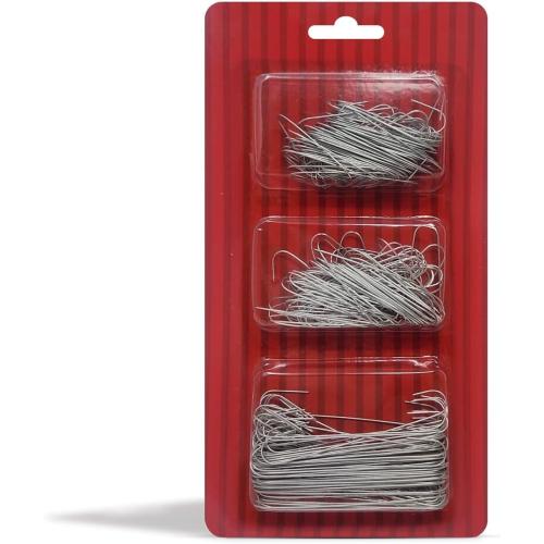 Bexter 300 Pack of Silver Ornament Hooks Christmas Tree Decorating Hooks- Metal Wire Ornament Hooks for Christmas Tree Decoration Hanging (Silver) (Happy Holidays!!)