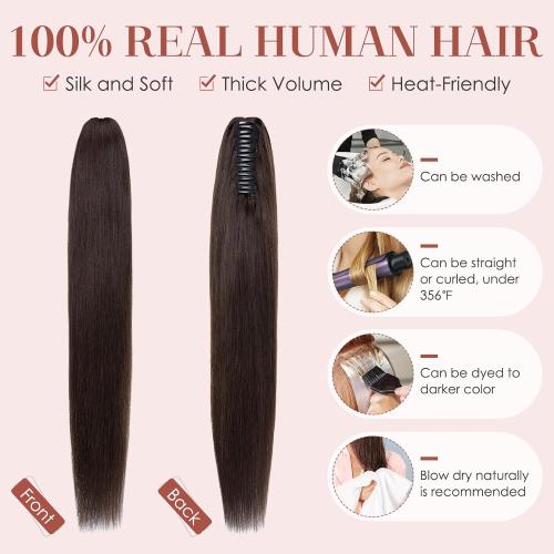 Human Hair Claw Clip Ponytail, Claw Clip Human Hair Ponytail,Effortless Application with Secure Hold,Style in Seconds,Quick Styling Solutions for Busy Lives,18/113g CARAMEL WITH LITTLE WHITE