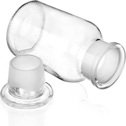 4 PCS Kestun Lab Glass Reagent Bottle,Wide Mouth Glass Storage Bottle with Ground Stopper,Decorative Bottles/Vase (Clear, 60ml)