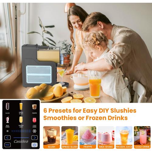 6 in 1 Slushie Machine for Home, No Ice Needed Slushy Machine 88oz Frozen Drink Maker, Bigger Tank, Auto Clean, Easy to Make Slush, Juice, Frappe, Milk Shake, Cold Drink and Cocktail