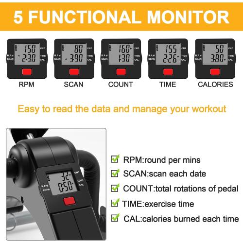 Folding Exercise Bike Pedal Exerciser Portable Desk Bike with LCD Display for Arms and Legs Workout