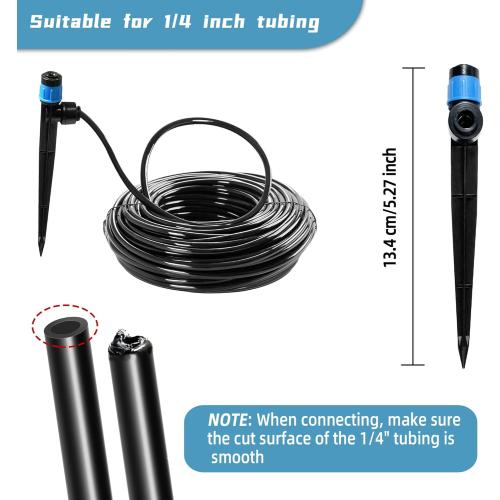 10PCS Push-to-Fit Drip Irrigation Emitters for 1/4 inch Irrigation Tubing, Adjustable 360 Degree Vortex Drip Emitters with Stake, Irrigation Dripper Sprinklers for Drip Irrigation System
